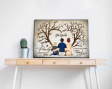 Familien Herzbaum Sitzend – Personalisierte Leinwand im Querformat