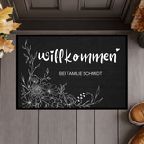 Personalisierte Blumen Willkommen Fußmatte mit Familiennamen – Individuelle Eingangsmatte, Geschenk zum Einzug