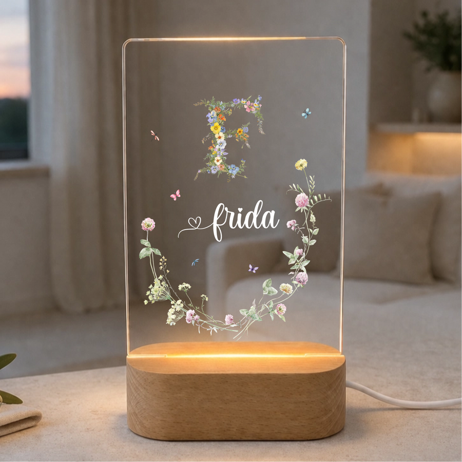 Nachtlicht "Blumenranke Monogramm" Personalisiert