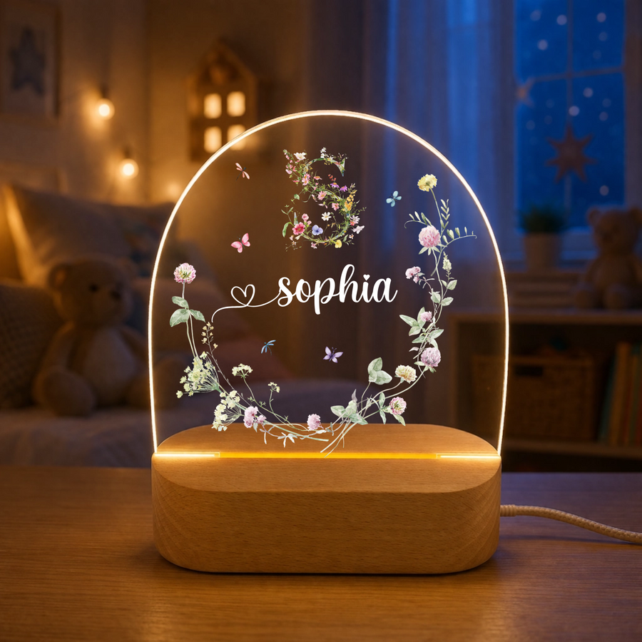 Nachtlicht "Blumenranke Monogramm" Personalisiert