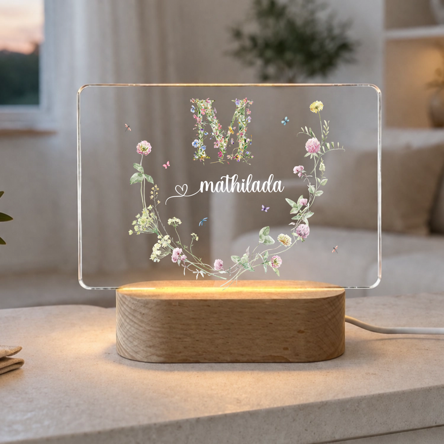 Nachtlicht "Blumenranke Monogramm" Personalisiert