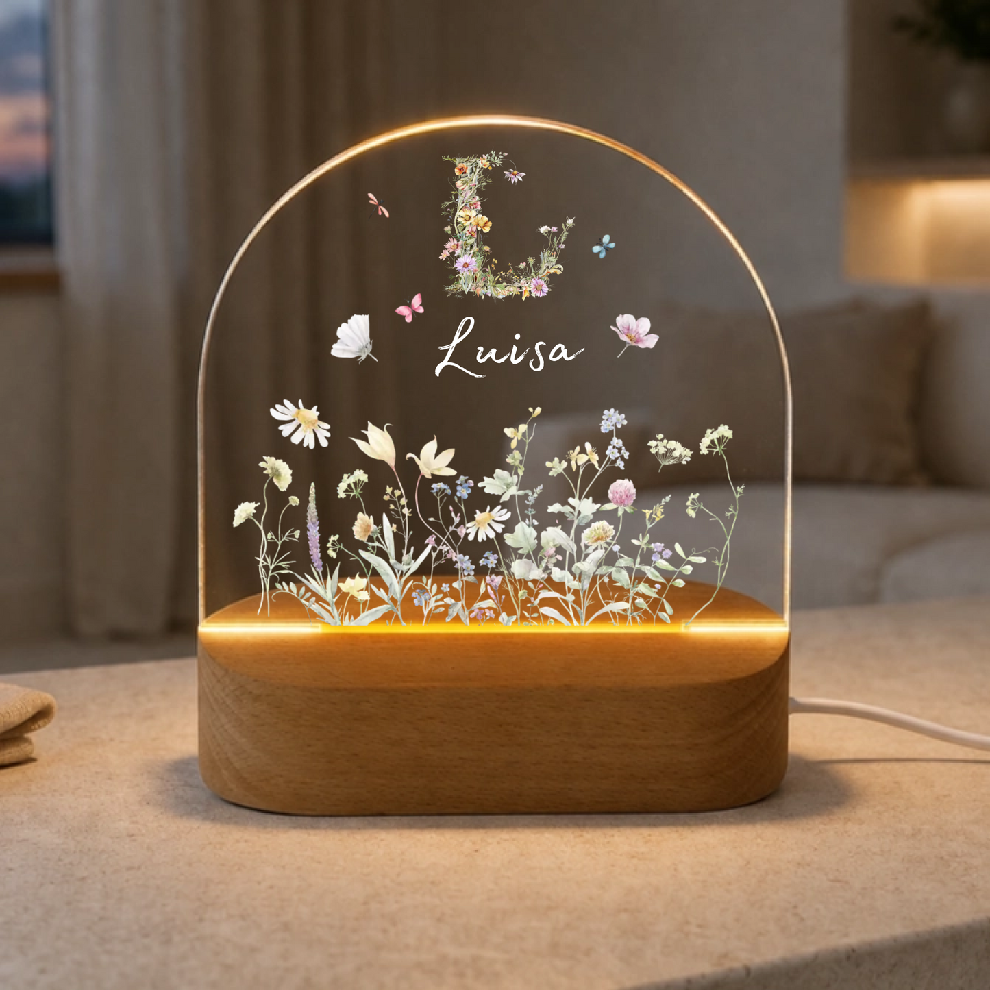 Nachtlicht "Wildblumen Monogramm" Personalisiert