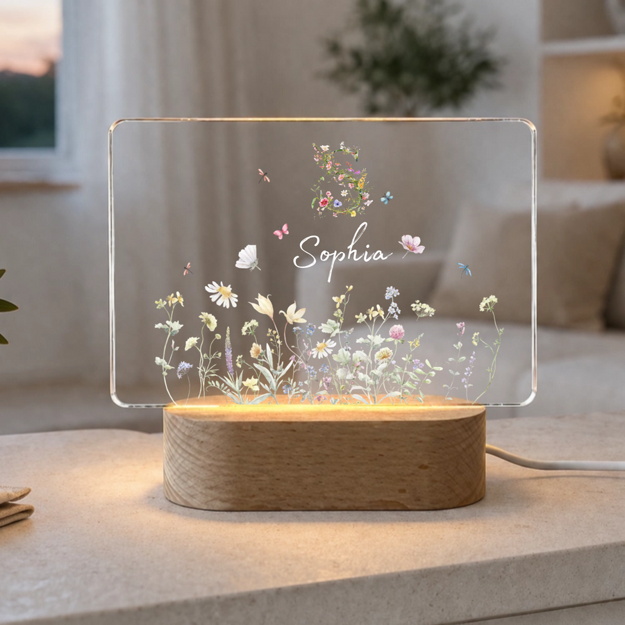 Nachtlicht "Wildblumen Monogramm" Personalisiert