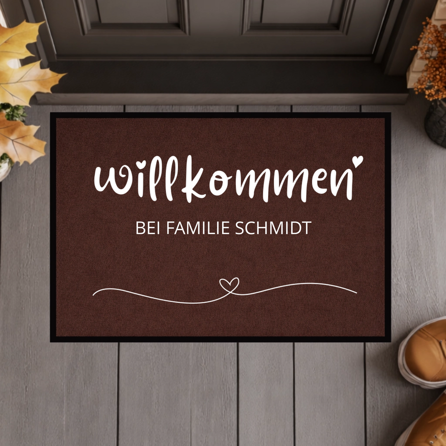 Personalisierte Willkommen-Fußmatte mit Familiennamen – Individuelle Eingangsmatte