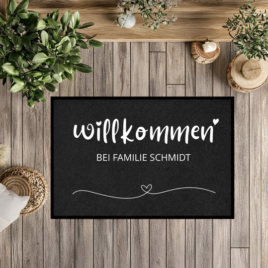 Personalisierte Willkommen-Fußmatte mit Familiennamen – Individuelle Eingangsmatte