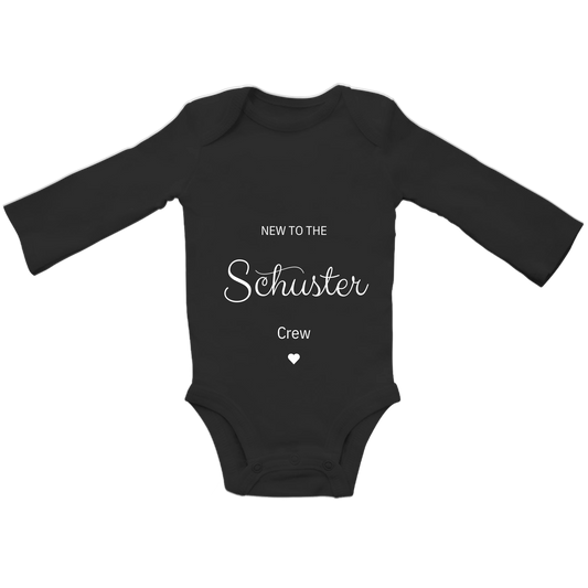 Personalisierter Baby-Body „New to the Crew“ – Neugeborenen-Strampler mit individuellem Namen, Geschenk zur Babyparty & Geburtsankündigung
