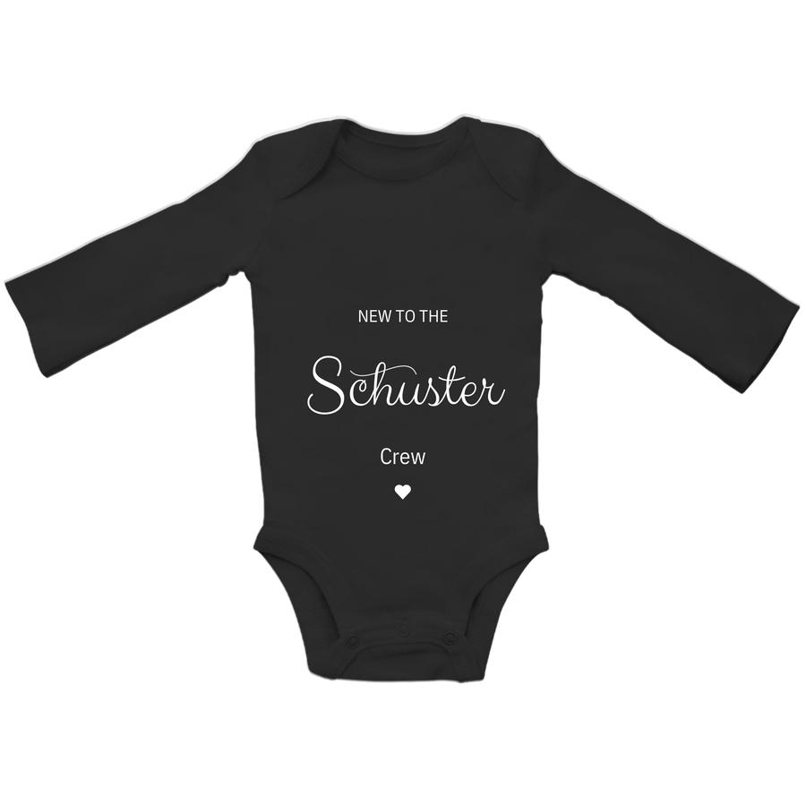Personalisierter Baby-Body „New to the Crew“ – Neugeborenen-Strampler mit individuellem Namen, Geschenk zur Babyparty & Geburtsankündigung