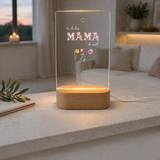 Personalisierte Mama Lampe mit floralen Details | Modernes LED Nachtlicht