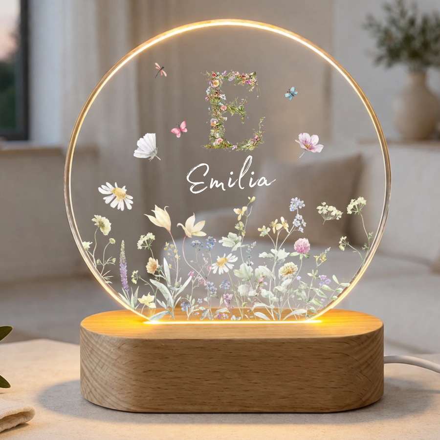 Nachtlicht "Wildblumen Monogramm" Personalisiert
