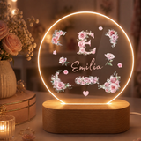 Personalisierte Rosen-Monogramm LED Nachtlampe mit Namen | Individuelle Acryl Lampe als Geschenk für Mädchen, Schwestern, beste F