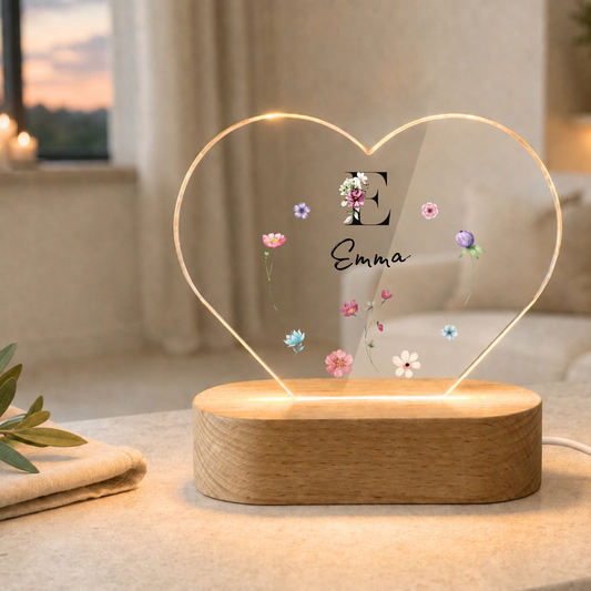 Nachtlicht „Florales Monogramm" personalisiert – Ansicht 2