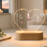 Personalisierte LED Nachtlampe mit Rosen Monogramm & Namen | Individuelle Acryl Lampe als romantisches Geschenk für Frauen, Mädchen & Schlafzimmer Deko