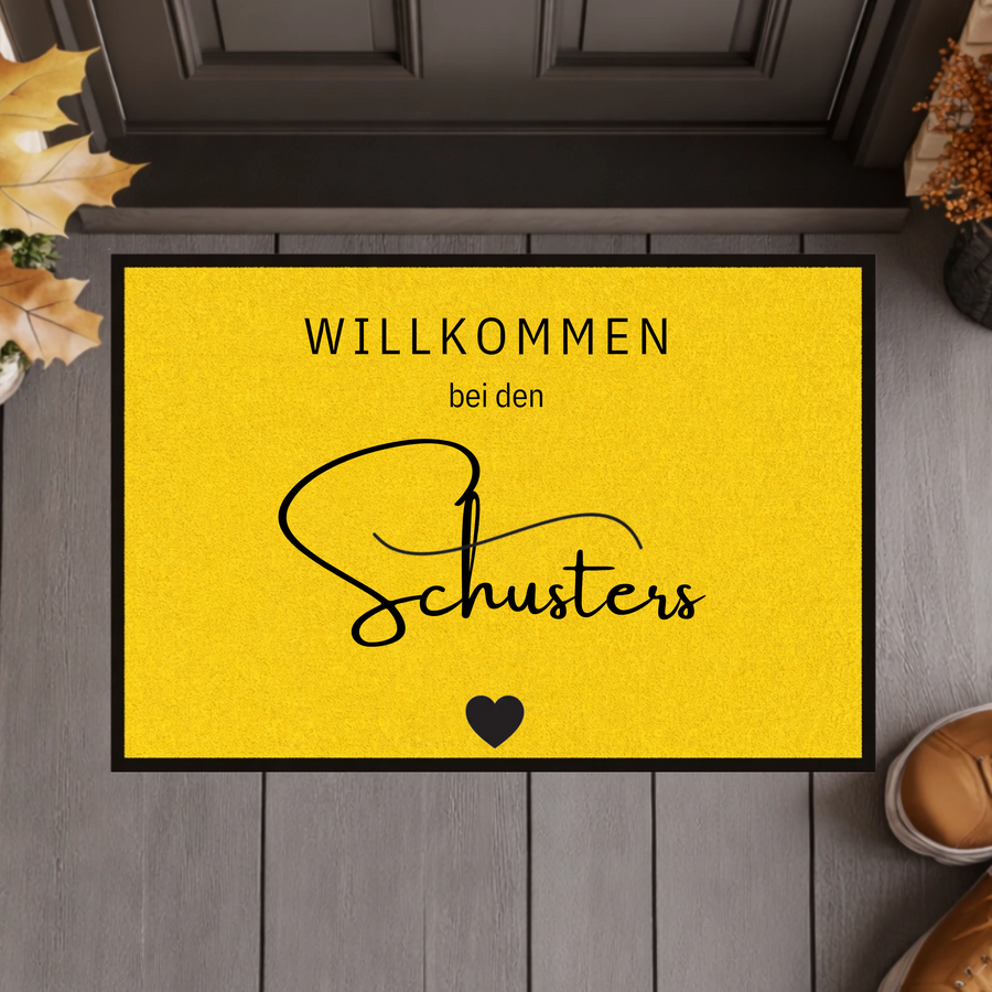 Personalisierte Willkommen-Fußmatte mit Familiennamen – Moderne individuelle Eingangsmatte, Geschenk zum Einzug