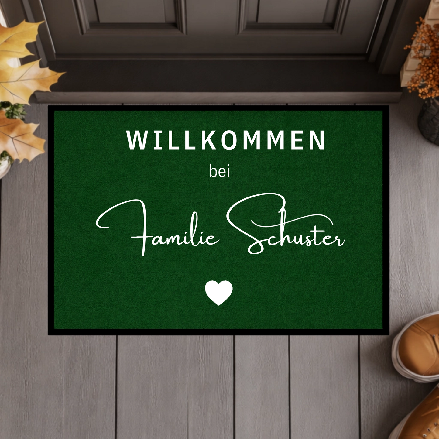 Personalisierte Willkommen Fußmatte mit Familiennamen – Individuelle Türmatte mit rutschfestem Gummirand, Geschenk zum Einzug