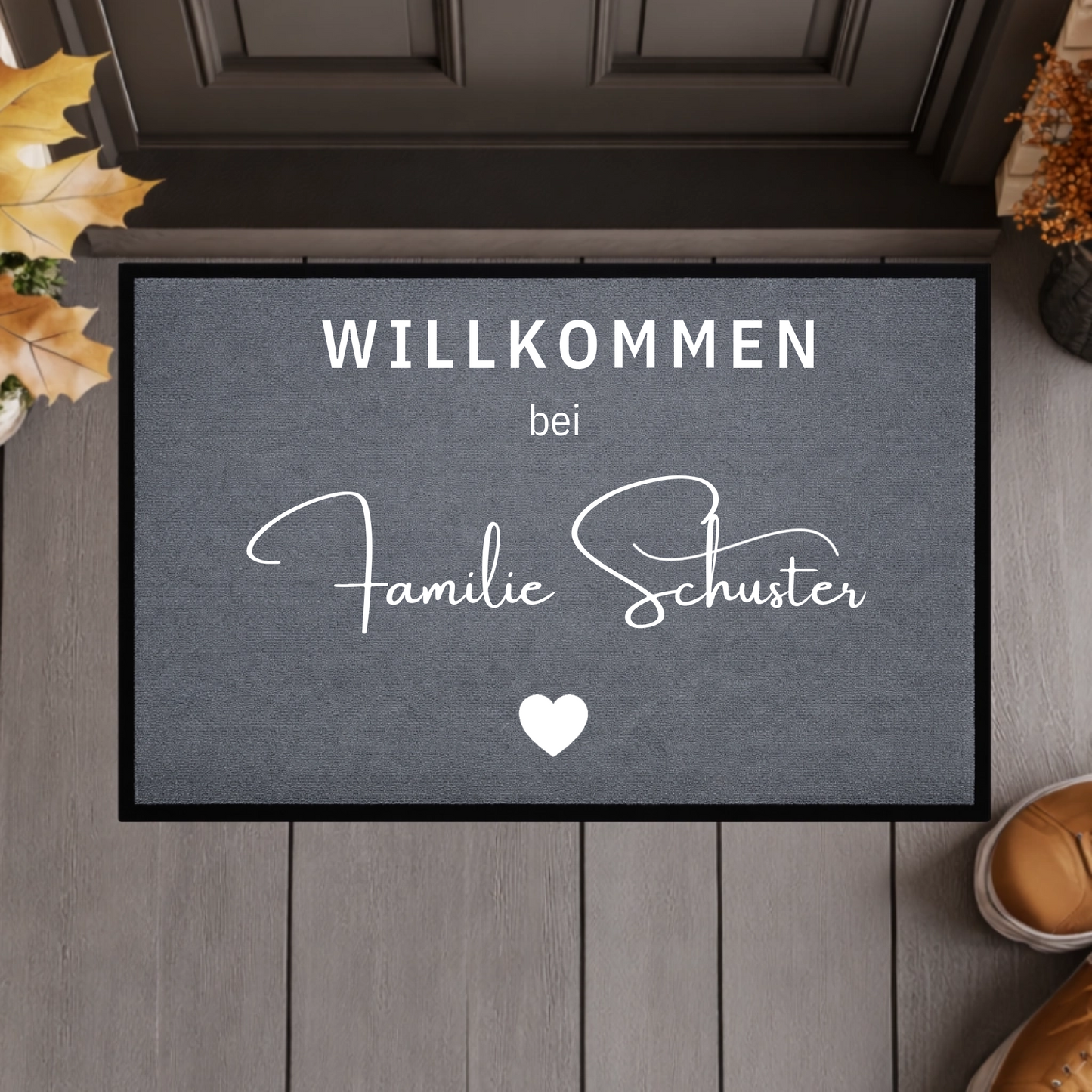 Personalisierte Willkommen Fußmatte mit Familiennamen – Individuelle Türmatte mit rutschfestem Gummirand, Geschenk zum Einzug