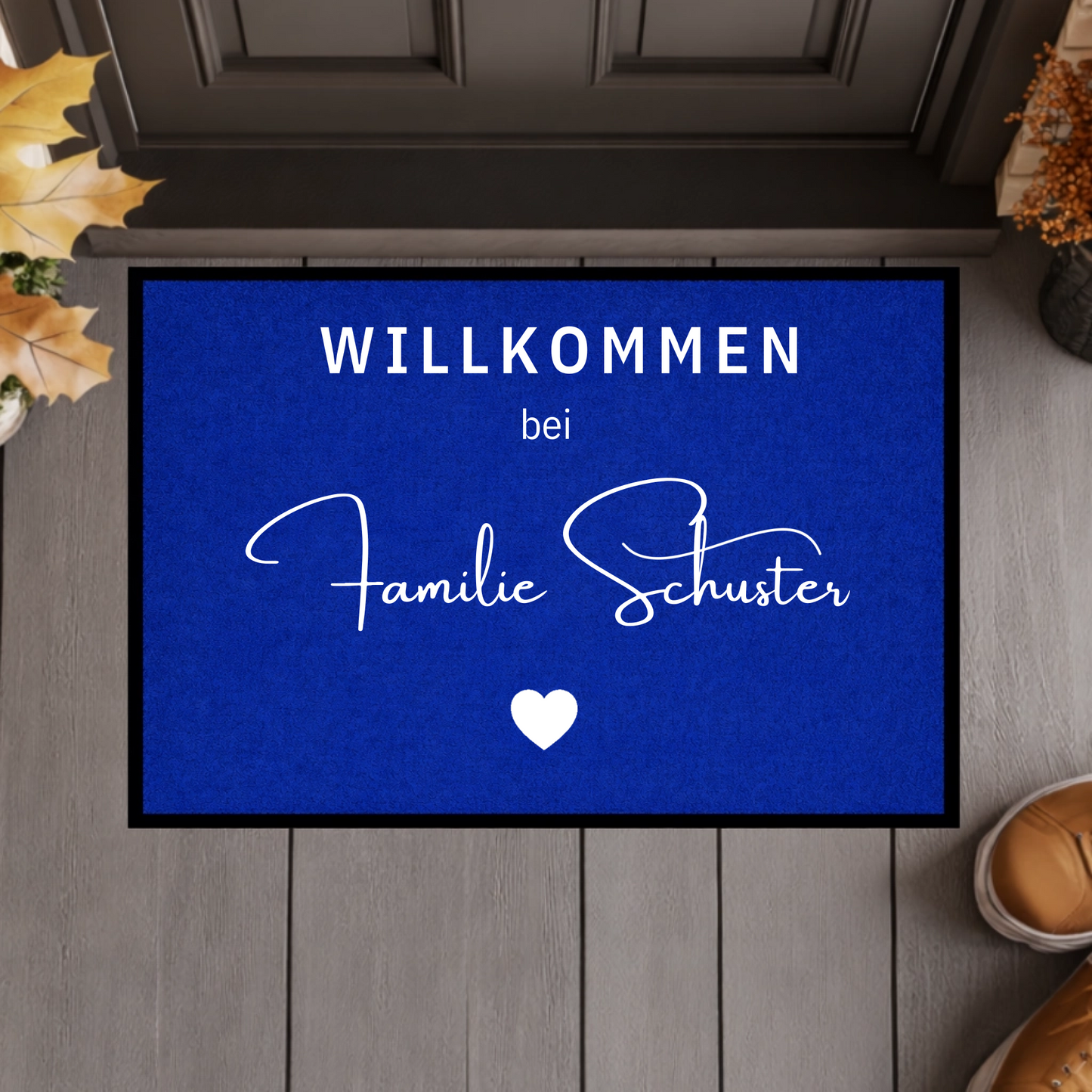 Personalisierte Willkommen Fußmatte mit Familiennamen – Individuelle Türmatte mit rutschfestem Gummirand, Geschenk zum Einzug