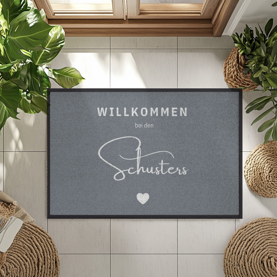 Personalisierte Willkommen-Fußmatte mit Familiennamen – Moderne individuelle Eingangsmatte, Geschenk zum Einzug