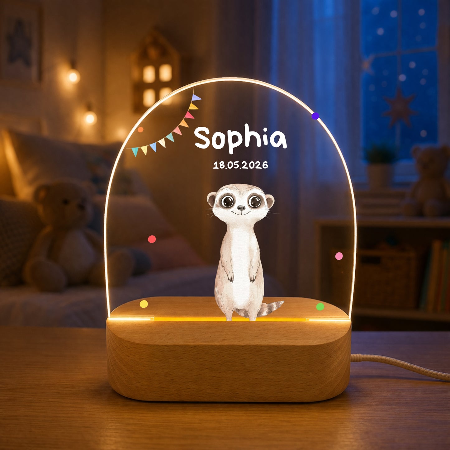 Nachtlichter Bundle 3 Tiere mit Wimpel