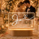Personalisiertes „Ja“ Hochzeit Nachtlicht mit Namen & Datum – Romantische LED Acryl Lampe für Paare & Hochzeitsgeschenk