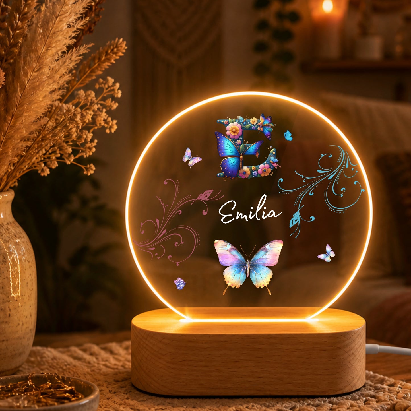 Nachtlicht Schmetterling Ornament Monogramm_
