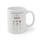 Personalisierte Mama Tasse mit Kindernamen & Blumen | Keramiktasse mit liebevoller Botschaft