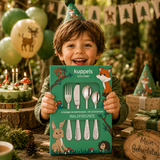Personalisiertes Kinderbesteck Waldfreunde-Design mit Namensgravur – 4-teilig aus Edelstahl"